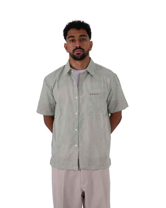 Short Sleeve Green Striped Shirt