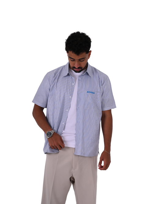 Short Sleeve Blue Striped Shirt