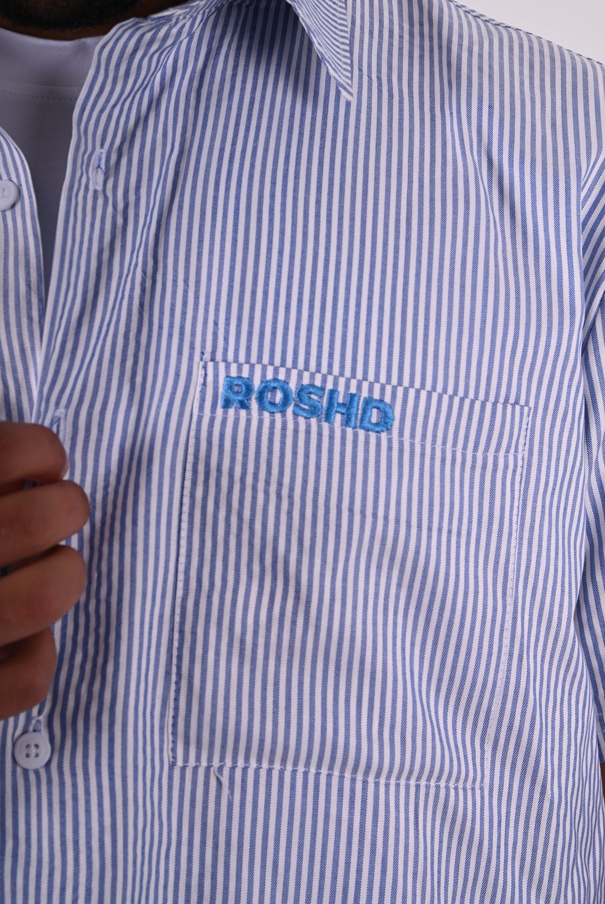 Short Sleeve Blue Striped Shirt