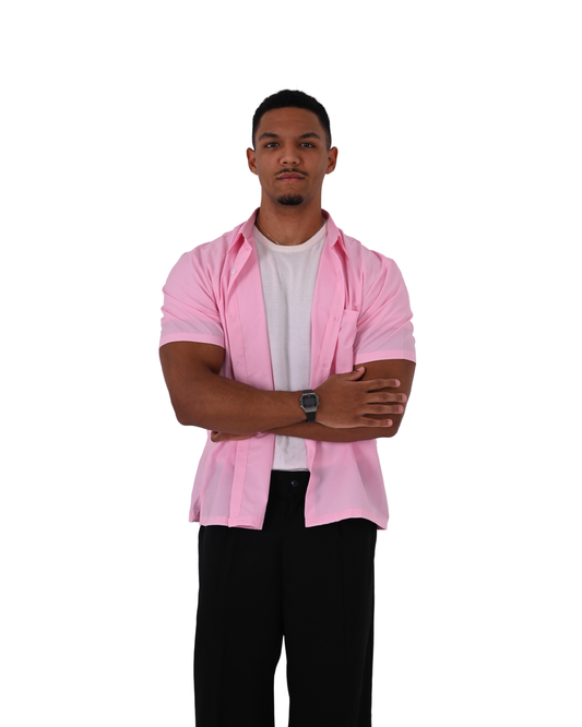 Short Sleeve Pink Basic Shirt