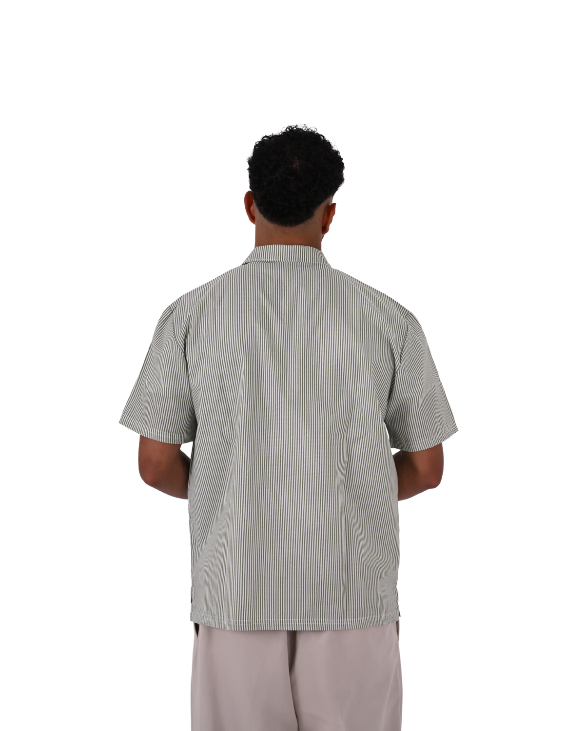 Short Sleeve Green Striped Shirt