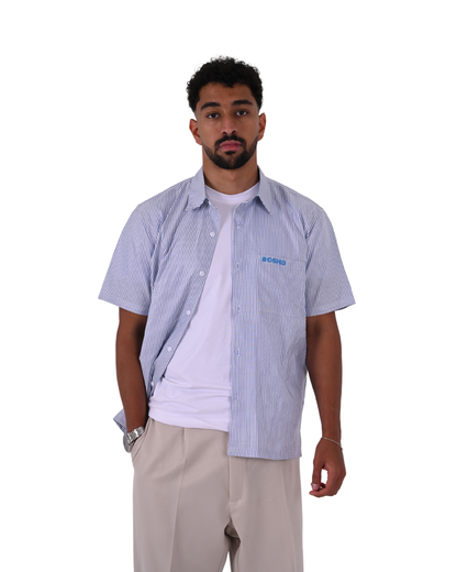 Short Sleeve Blue Striped Shirt