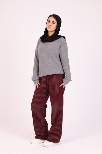 Grey Round Neck Tricot Sweater
