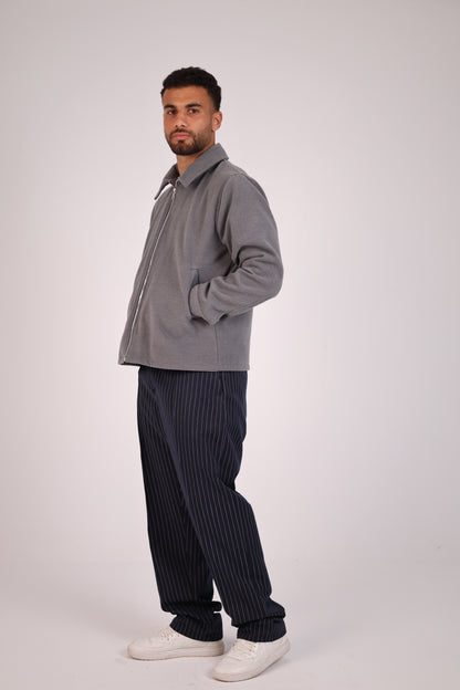 Striped Navy Straight Fit Suit Pants