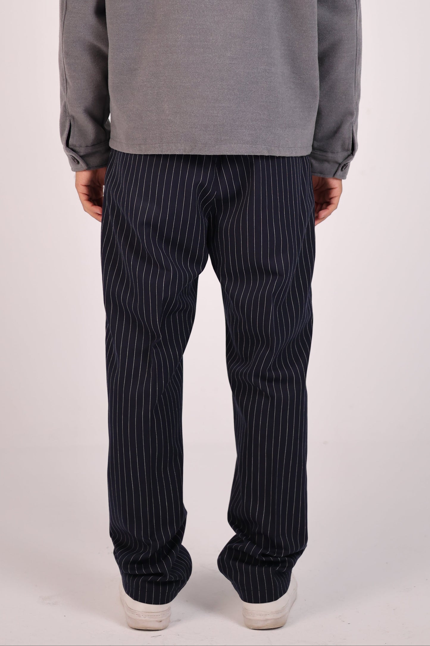Striped Navy Straight Fit Suit Pants