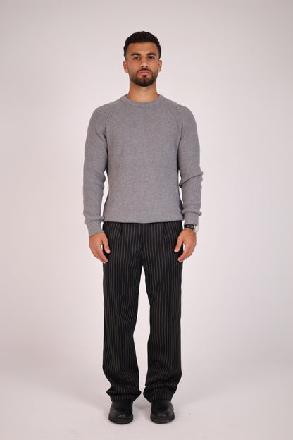 Grey Round Neck Tricot Sweater