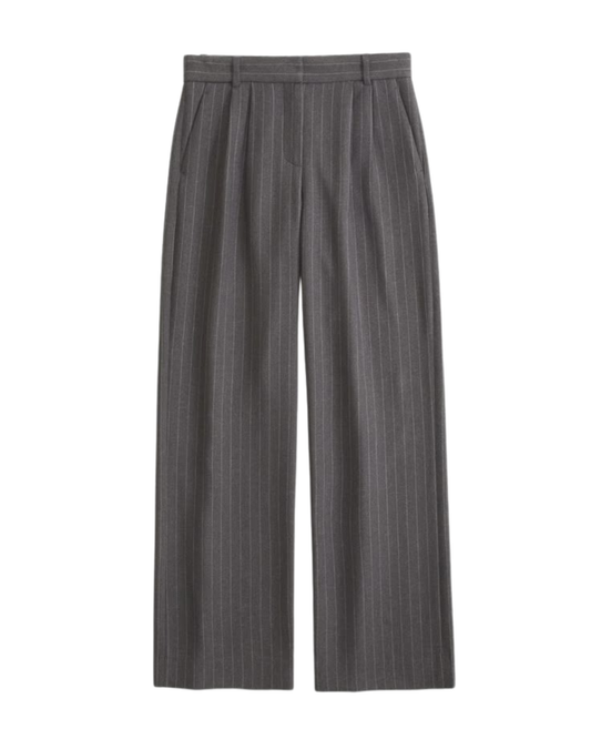 Striped Grey Straight Fit Suit Pant