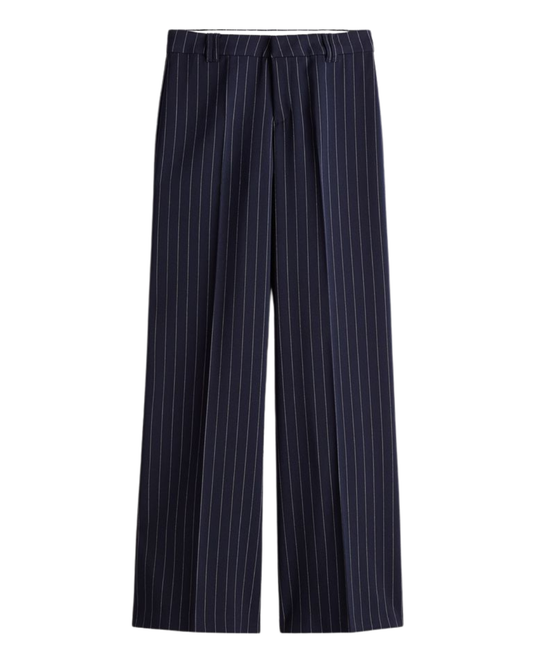 Striped Navy Straight Fit Suit Pants